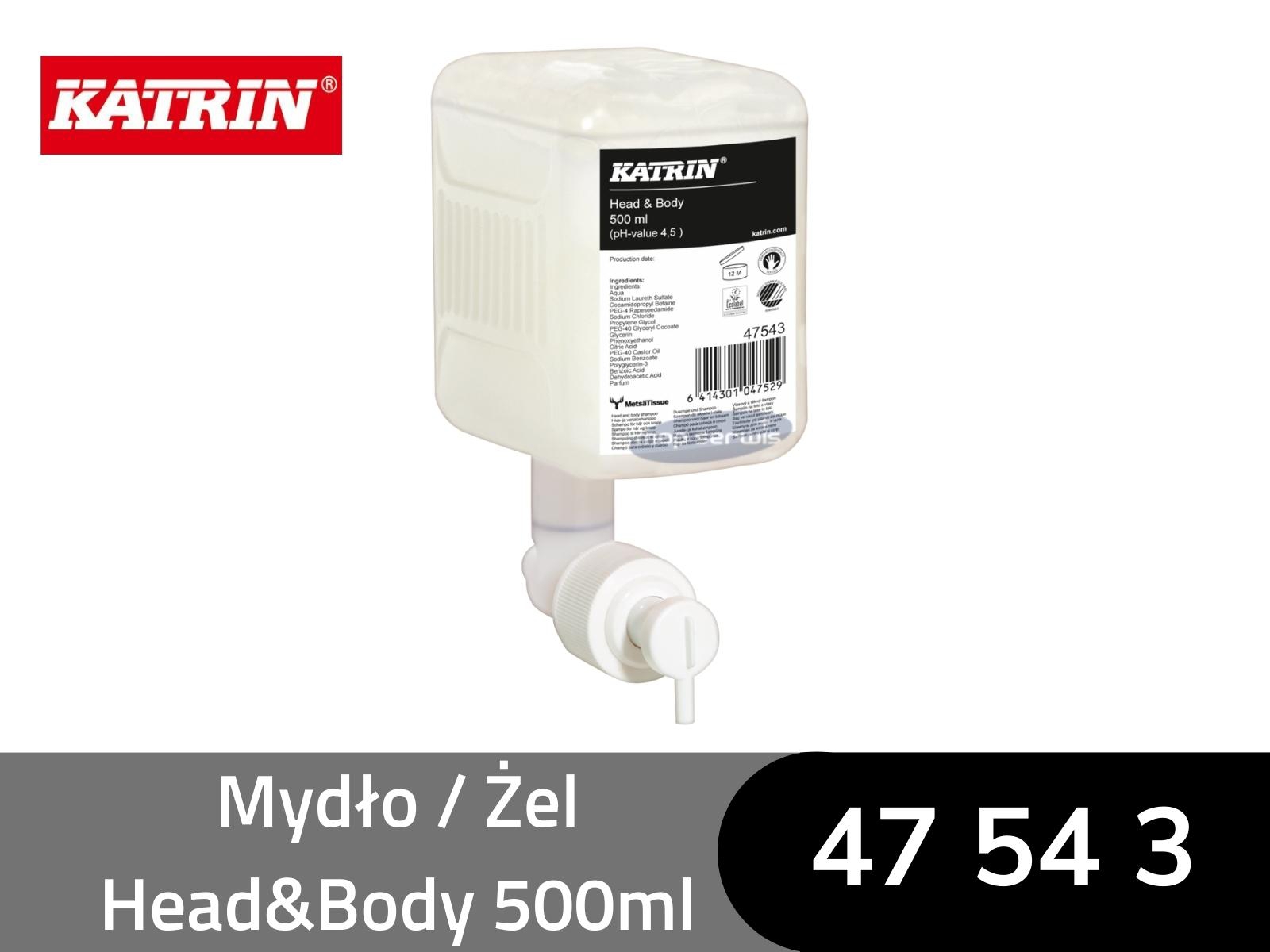 Mydło  Żel KATRIN 47543 HEAD & BODY Delikatny 500ml